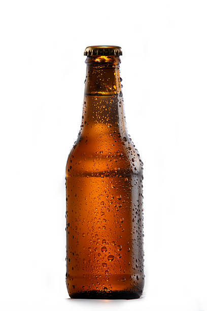 istock Glass bottle of cold beer on a white background. 522622823