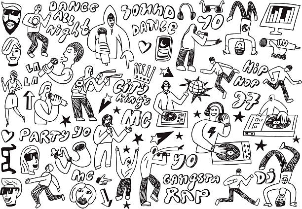 музыка партии-каракули коллекции - love computer graphic dancing people stock illustrations