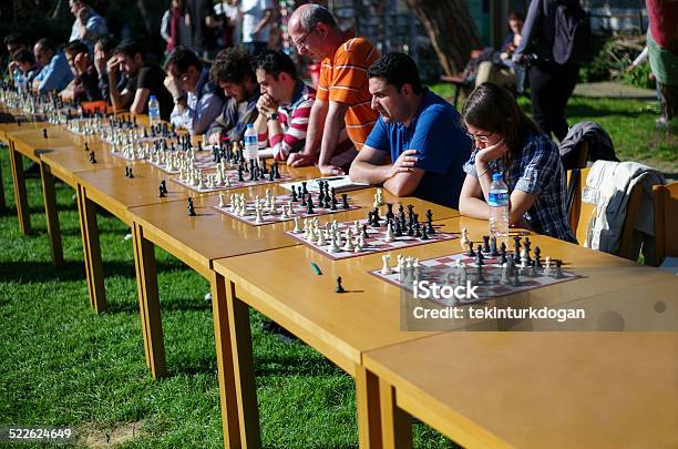 Students Playing Chess At Garden Of Bogazici University Istanbul Turkey Stock Photo - Download Image Now