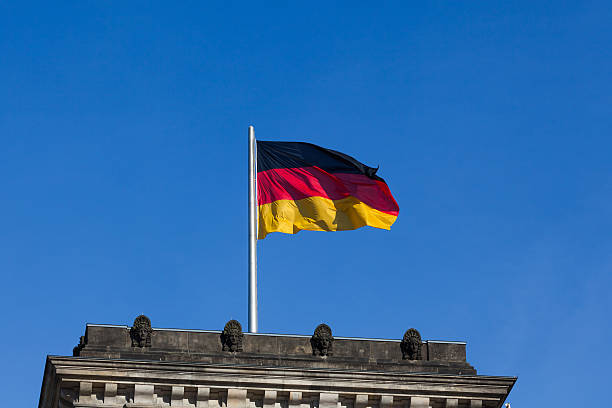 istock germany flag on fky background 522625174