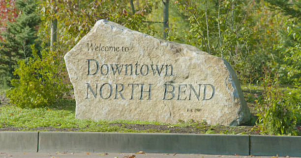 istock Welcome to Downtown North Bend Stone Sign 522626272