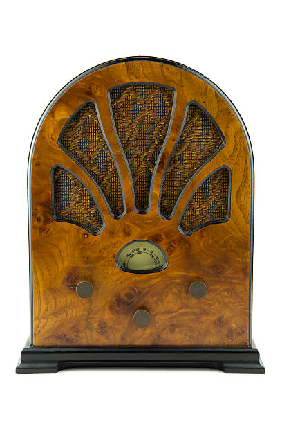 vintage wooden radio stock photo