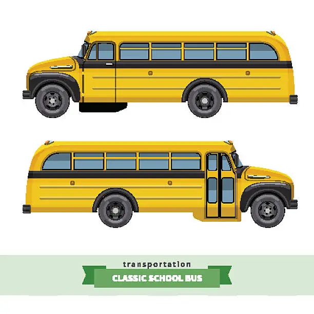 Vector illustration of Classic school bus side view
