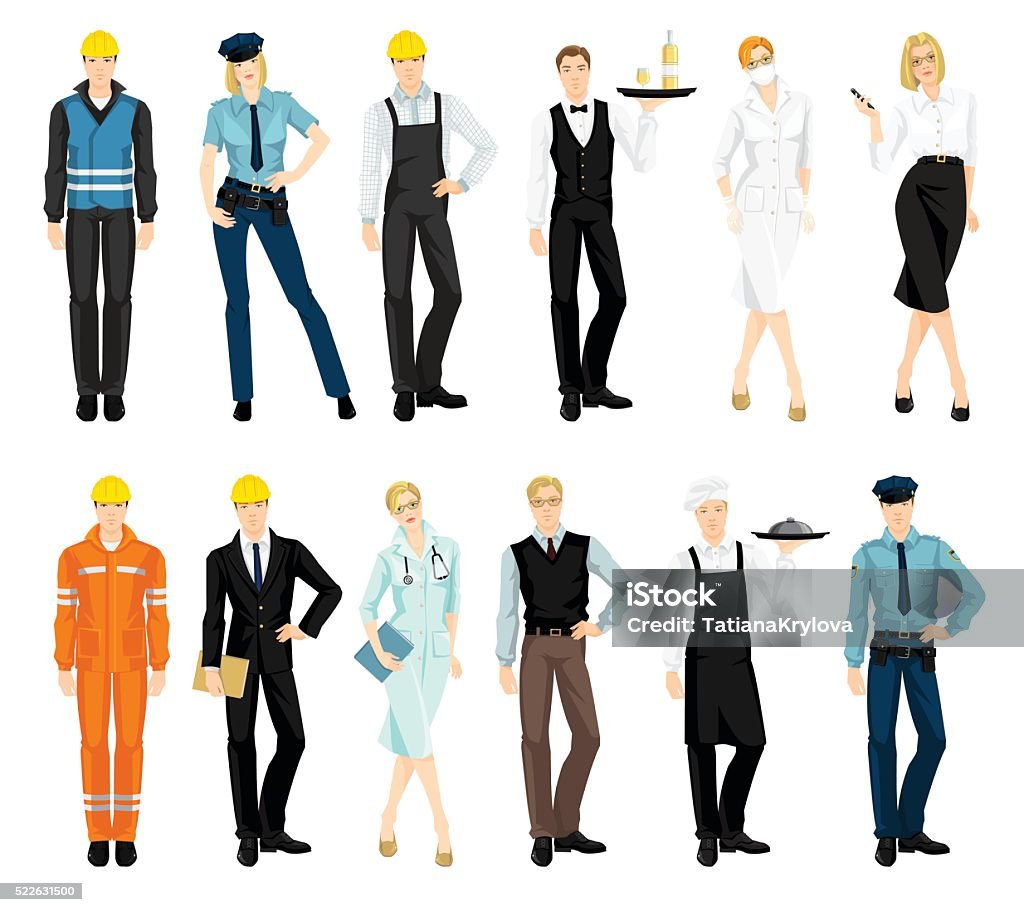 Set of professional people Set of professional people isolated on white background. Business people in uniform.  People stock vector