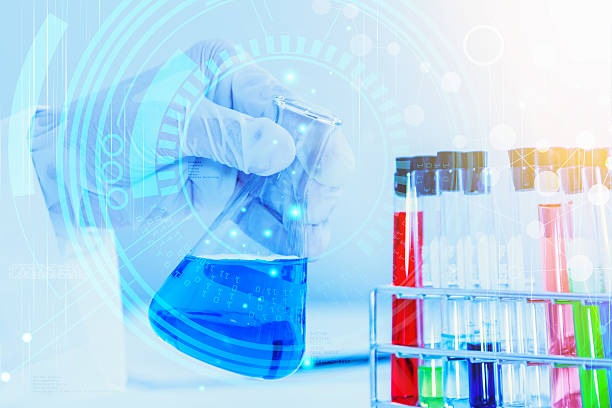 scienziato in laboratorio sfondo e concetto. - instrument of measurement fuel and power generation chemist chemistry foto e immagini stock