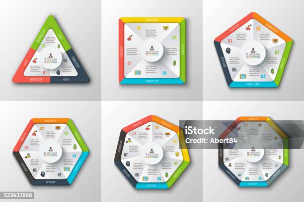 Set Of Geometric Shapes For Infographic Stock Illustration - Download Image Now - Infographic, Construction Frame, Octagon