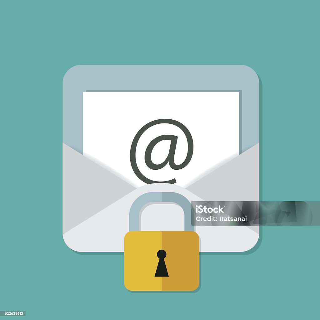 Locking Emails E Mail Lock Concept Stock Illustration - Download Image Now - Computer ...