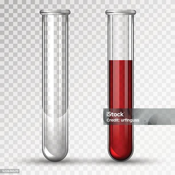 Vector Test Tubes Filled With Blood Stock Illustration - Download Image Now - Test Tube, White Background, Blood