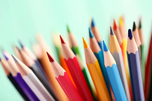 istock Drawing colourful pencils background, close up 522640356