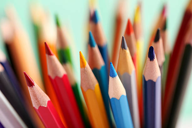 istock Drawing colourful pencils background, close up 522640406