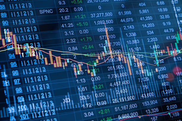 istock Stock market chart, Stock market data on LED display concept 522643194