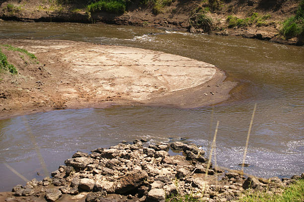 Rocky river bank. Rocky river bank in summer. Rocky river bank. High quality