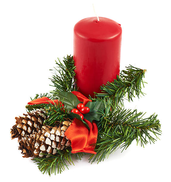 istock Candle and fir-tree branch composition 522646292