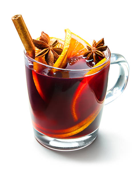 szkło z czerwonego grzane wino - mulled wine christmas tea heat zdjęcia i obrazy z banku zdjęć