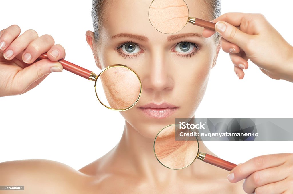 Schönheit Konzept Haut aging. anti-aging-Maßnahmen, Verjüngung, lifting - Lizenzfrei Alterungsprozess Stock-Foto