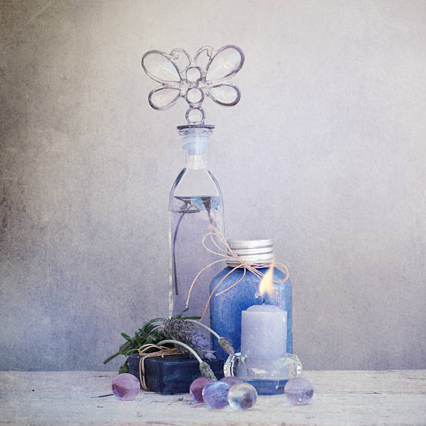 istock Lavender treatment  on wooden table 522669689