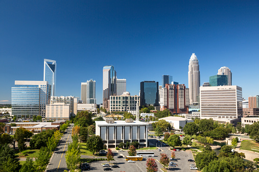 Charlotte North Carolina, the 'Queen City' in Mecklenburg County, USA