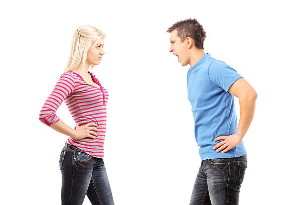 istock Jealous man shouting at a woman 522672767