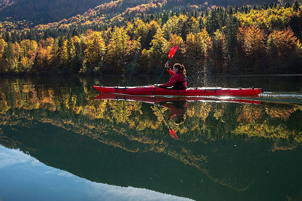 istock Sea kayaking on a calm lake 522673111