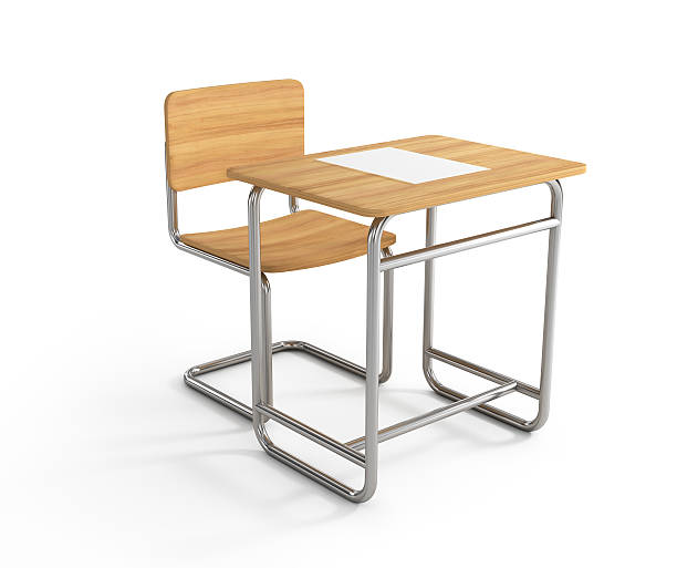istock school desk and chair on white background 522675297