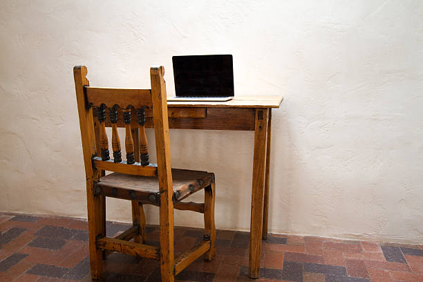 istock Santa Fe Style: Rustic Chair and Desk with Laptop 522694741