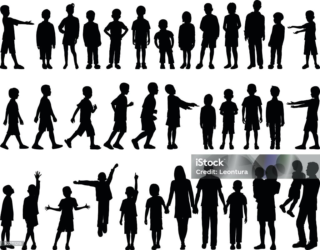 Highly Detailed Children Silhouettes Silhouette of children to a high degree of detail. Child stock vector