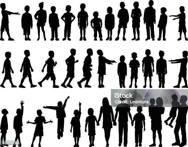 Highly Detailed Children Silhouettes Stock Illustration - Download Image Now - Child, In Silhouette, Offspring