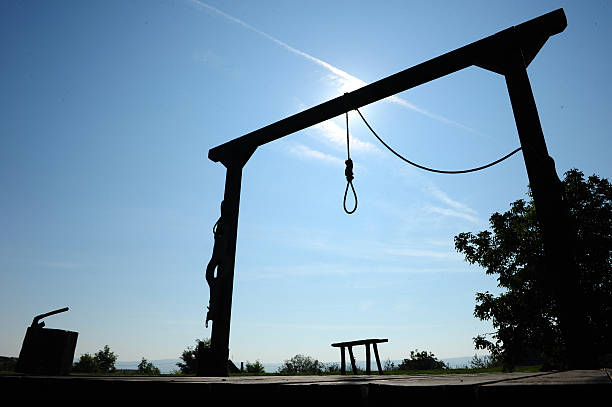Gallow Gallows in the nature hanging execution stock pictures, royalty-free photos & images