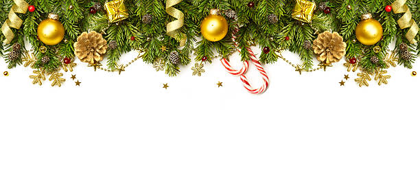 istock Christmas Decorations Border isolated on white background 522712669