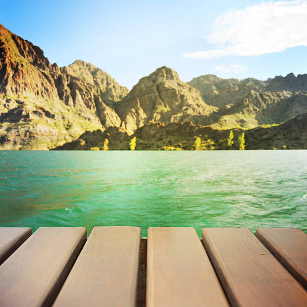 Wooden terrace and lake