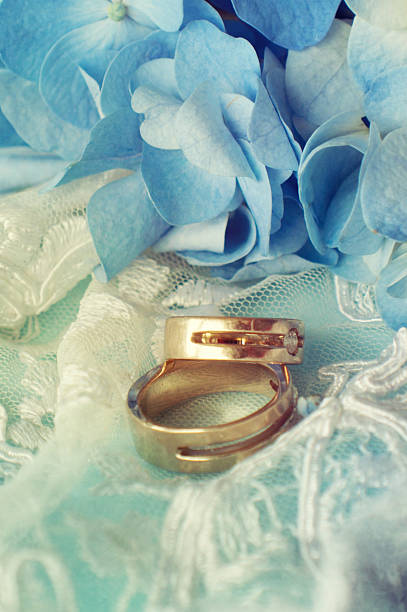 istock Hortensia flower with wedding rings 522713083