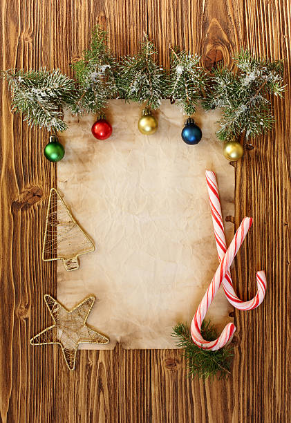 istock Christmas decorations on the old sheet of paper 522713217