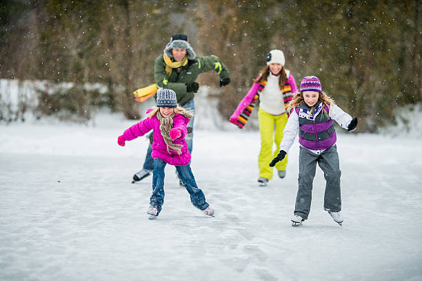 istock Family Ice-Skating on Pond 522713667