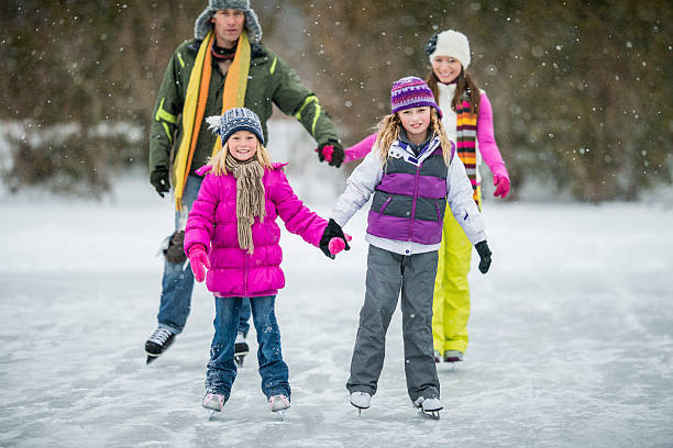 istock Family Ice-Skating on Pond 522713775