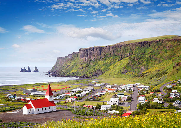 Town Vik at South Iceland stock photo