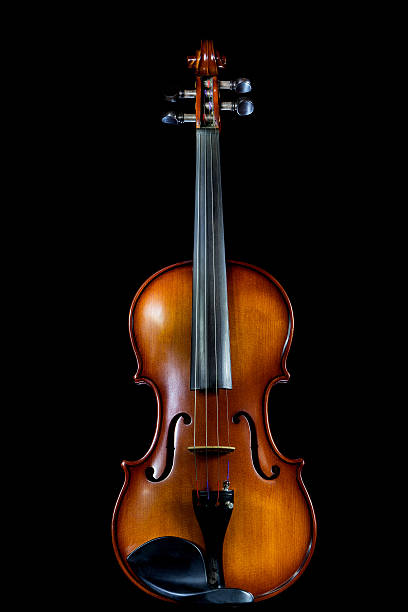 Isolated violin on black background stock photo