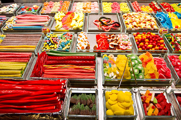 Sweets and candies Colourful sweets and candies at Boqueria market in Barcelona pick and mix stock pictures, royalty-free photos & images