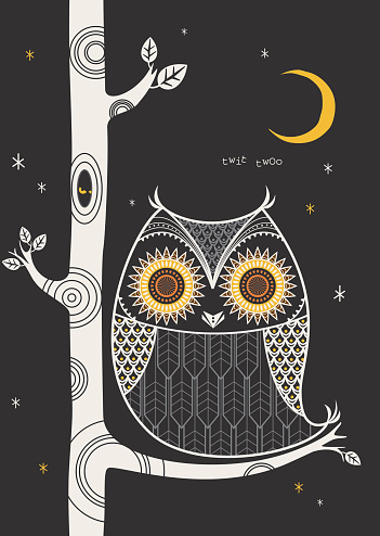 A cute retro style owl. See below for more animal and nature images