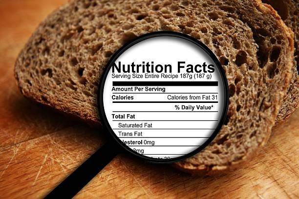 Bread nutrition facts stock photo