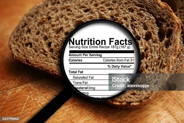 Bread Nutrition Facts Stock Photo - Download Image Now - Nutrition Label, Bread, Label