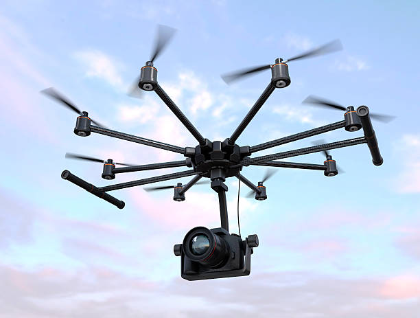 istock Octocopter with DSLR camera flying in the sky 522725068