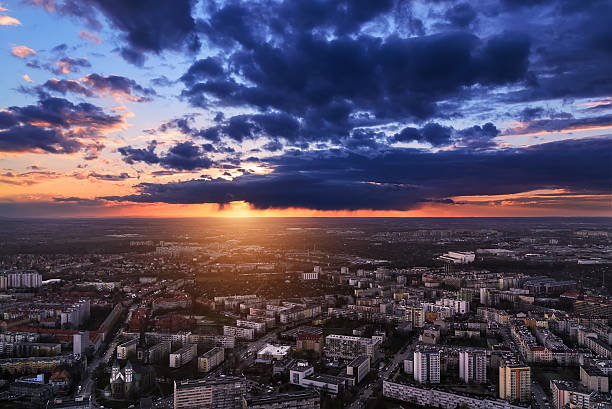istock Wroclaw city under sunset, panoramic air view. Poland 522731182