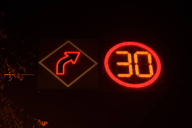 istock Curve arrow sign  and speed limit 30mph 522731288