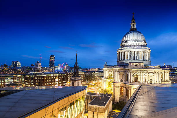 London night view from St. Paul's Cathedral stock photo