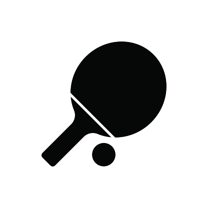 Ping pong paddle icon. Silhouette vector illustration