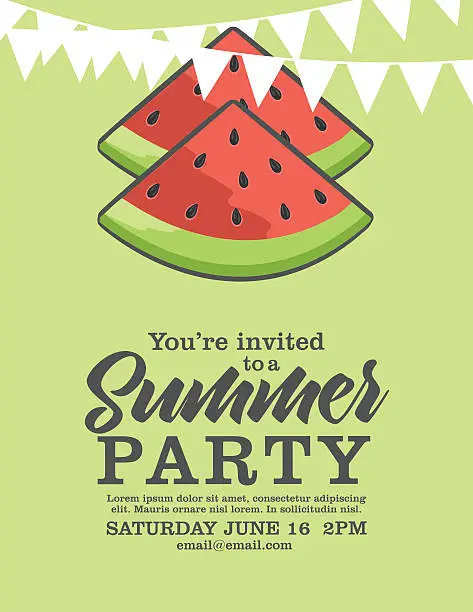 Vector illustration of Watermelon Summer Party Invitation.