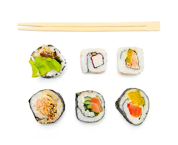 Sushi isolated on the white background