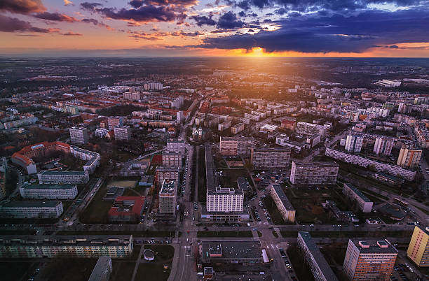 istock Wroclaw city under sunset, air view. Poland, 522734288