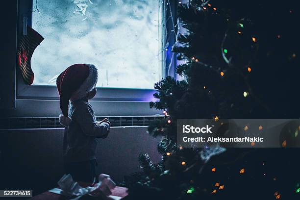 Waiting For Santa Clause Stock Photo - Download Image Now - Santa Claus, Child, Waiting