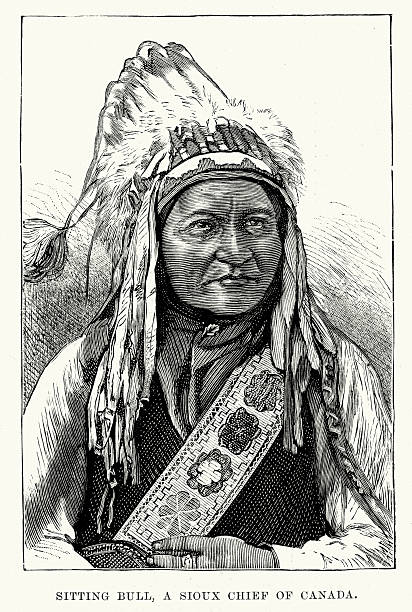 portait из сидящий бык, sioux главный - chief sitting bull stock illustrations